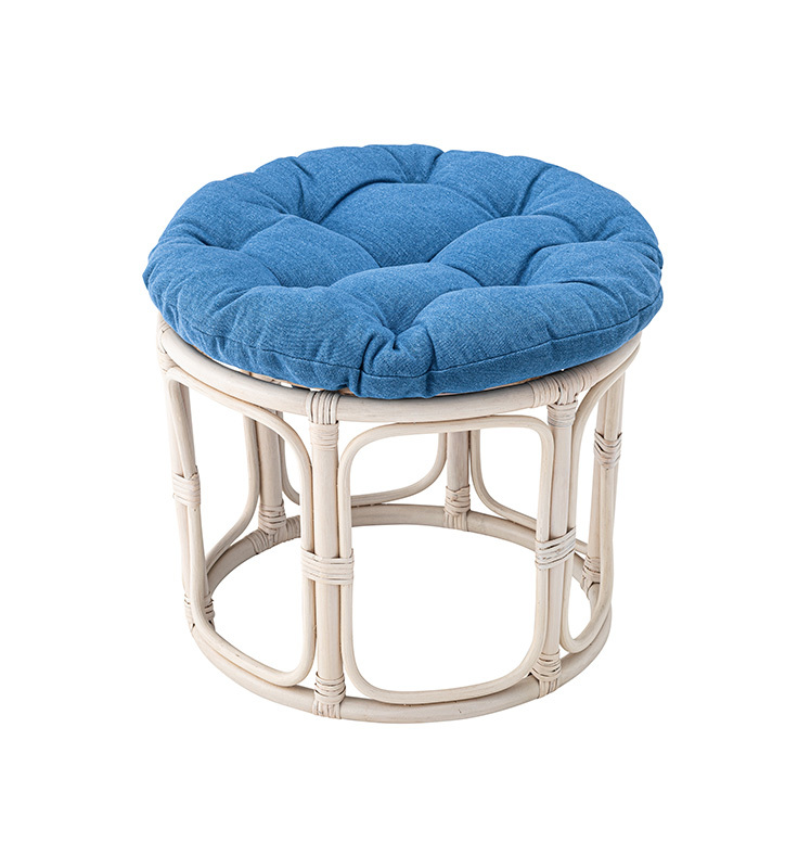 ラタンスツール デニム クッション 円形 おしゃれ かわいい ラタン 籐
