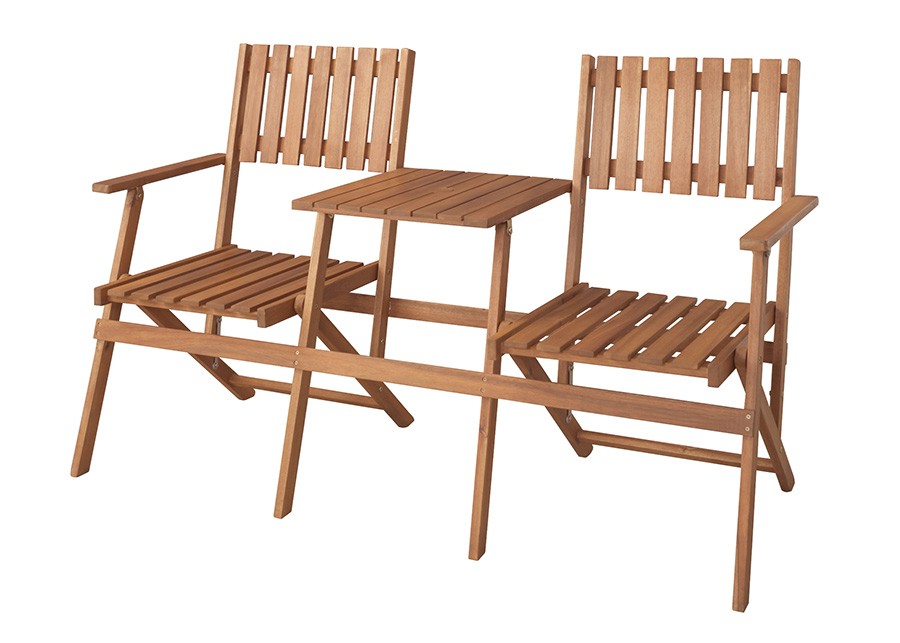 ガーデンチェア 折りたたみ 椅子 2人 二人掛け テーブル 付き 木製 