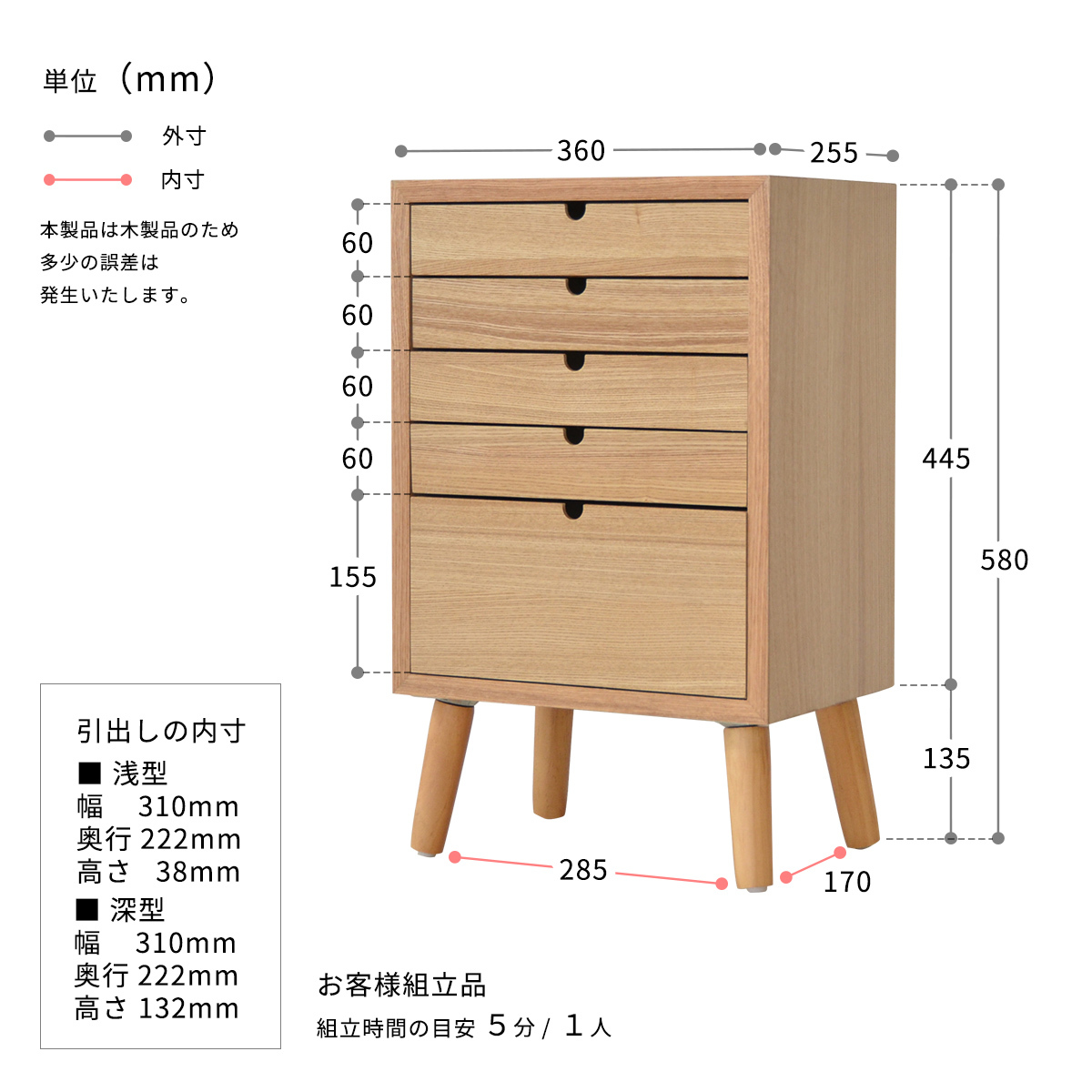 木製の小引き出し A4ｻｲｽ・3段 ﾈｰﾑﾌﾟﾚｰﾄ ☆セミオーダー可！☆ 棚