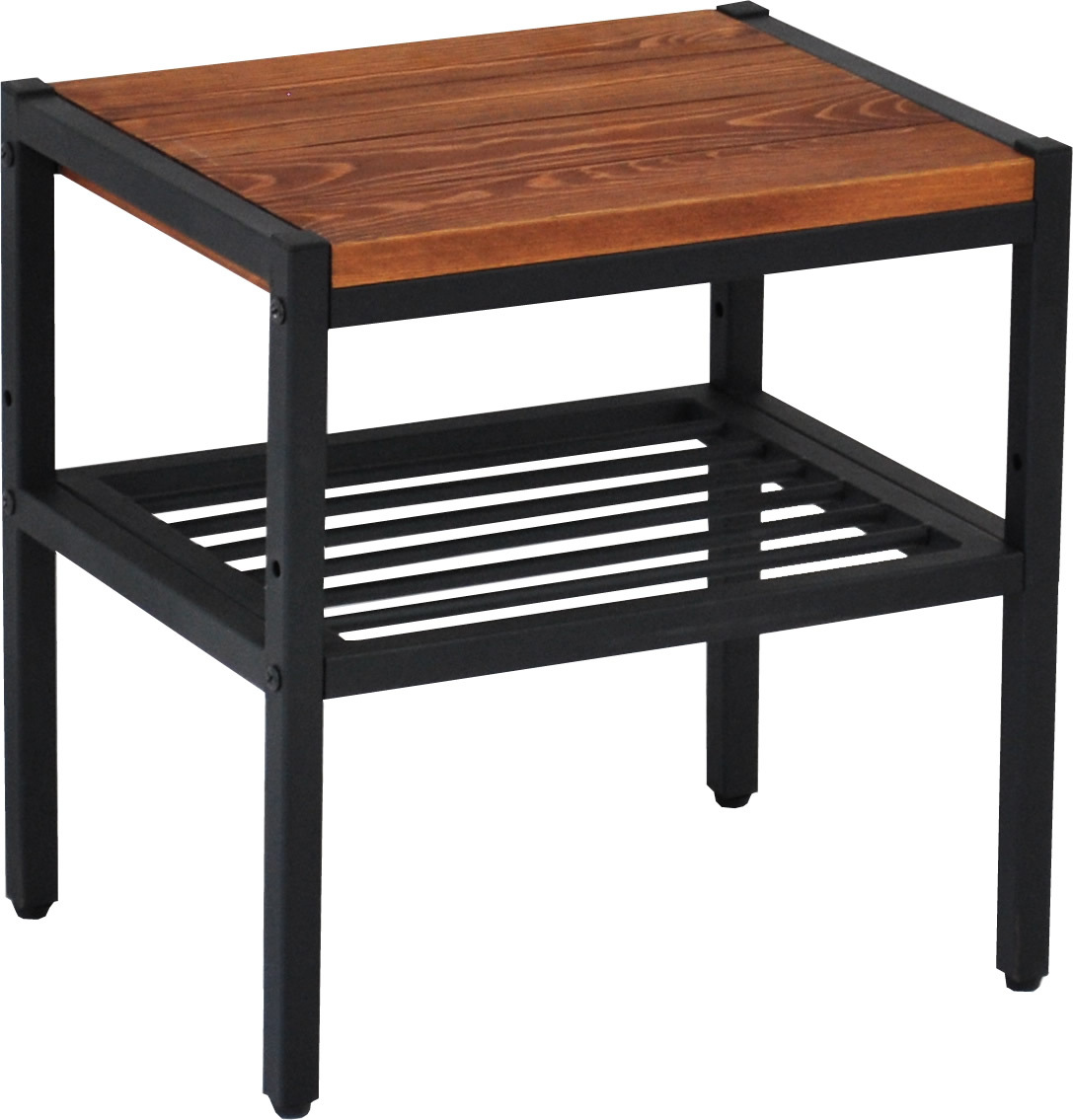 サイドテーブル 棚 収納 オープンラック 飾り棚 天然木 スチールラック