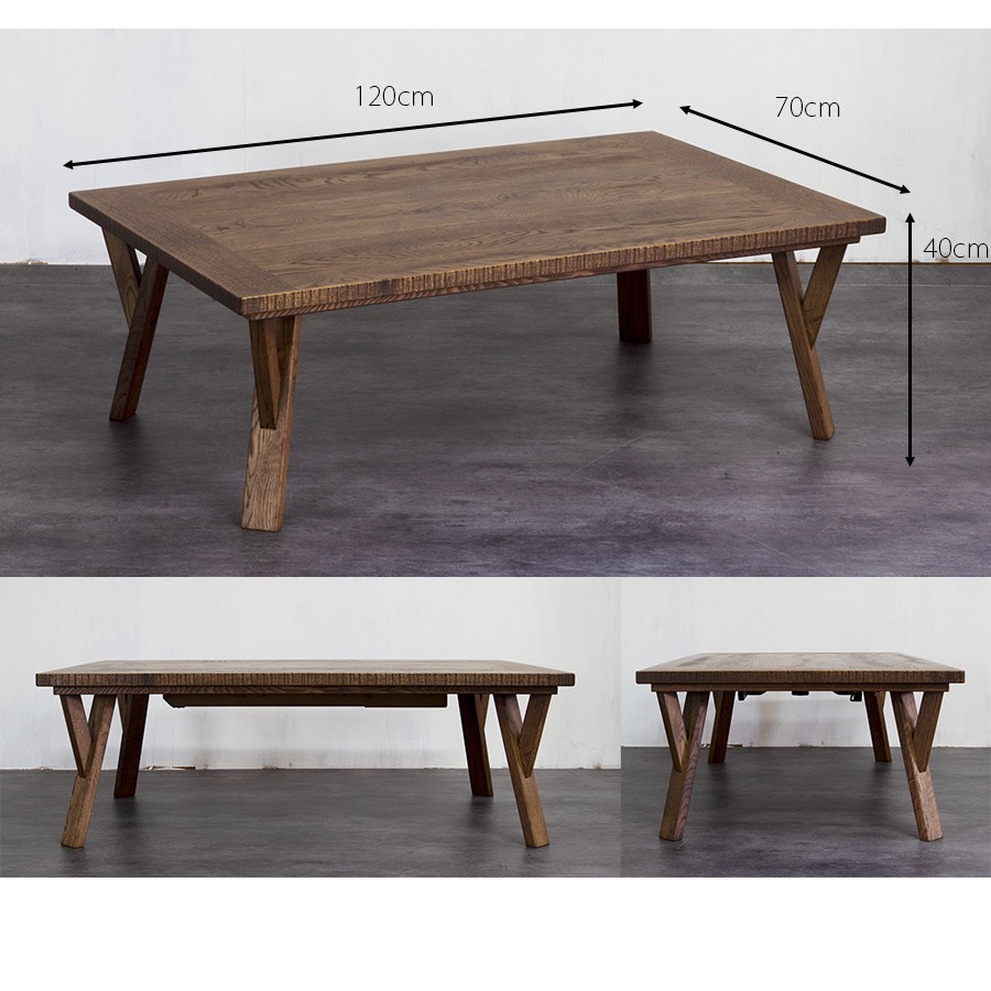 木製ブラウン長方形テーブル　ノーブランド 高級 国産 こたつテーブル 木目調 長方形 120 × 70 cm おしゃれ