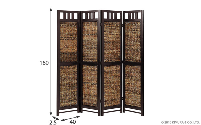 スクリーン 4連 パーテーション 衝立 バナナリーフ × 籐 × 天然木 アジア 衝立 バナナリーフ ラタン 籐 スクリーン 4連 パーテーション 南国