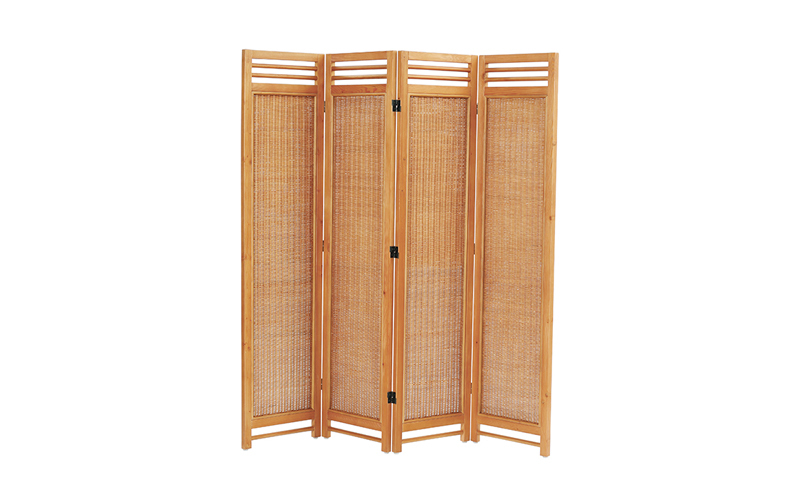 衝立 ラタン 籐 スクリーン 4連 パーテーション 天然木 アジアン