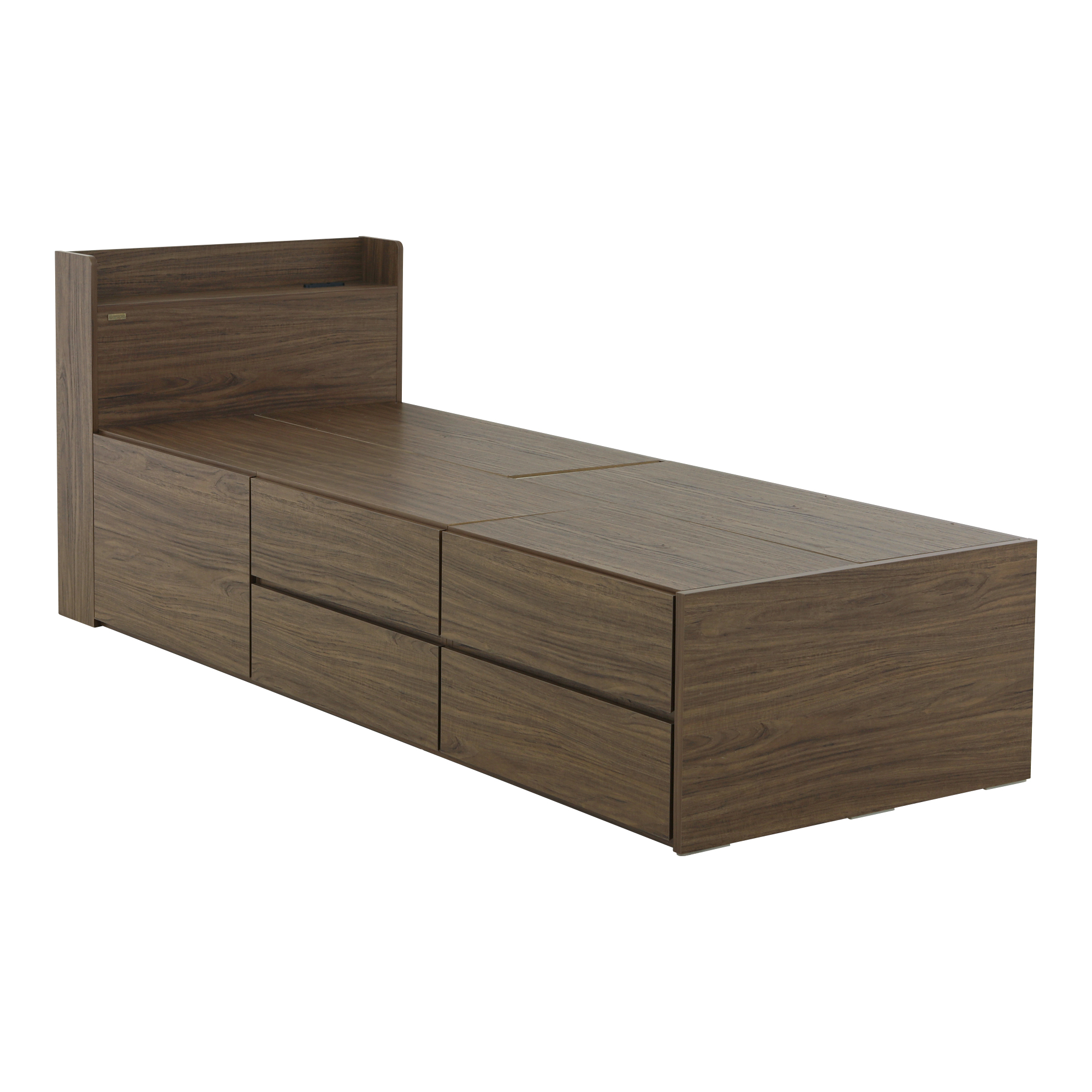 シングル ベッド コンセント 大容量 収納 引き出し 5杯 木製 おしゃれ