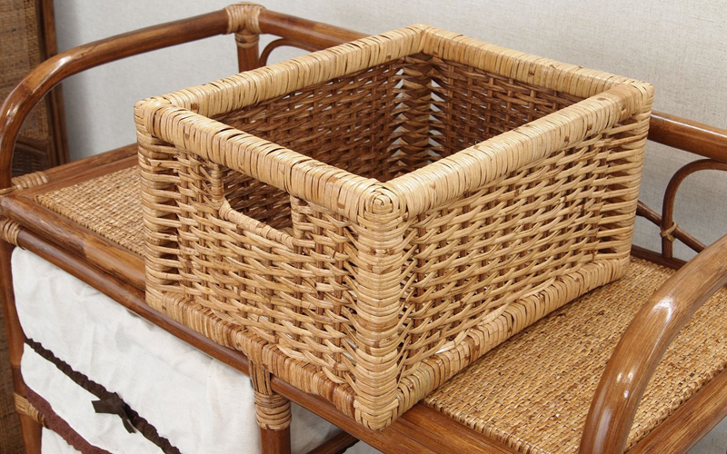 【ヴィンテージ 】✴︎ラタンのランドリーワゴン✴︎ ランドリー チェスト 収納 ラタン ワゴン 70 3段 キャスター おしゃれ