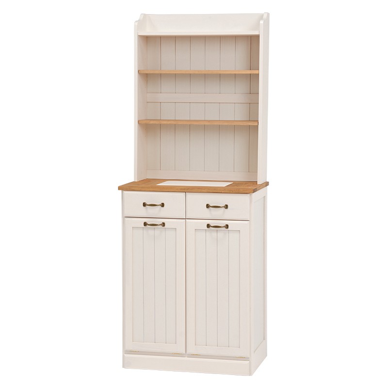 VIP価格★【ゴミ箱、ダストボックス】ダストボックス 分別 ゴミ箱  幅59cm 食器棚 食器 収納 かわいい 収納  飾り棚  キッチン 収納  カントリー 木製 木目調 ホワイト シャビー  新生活