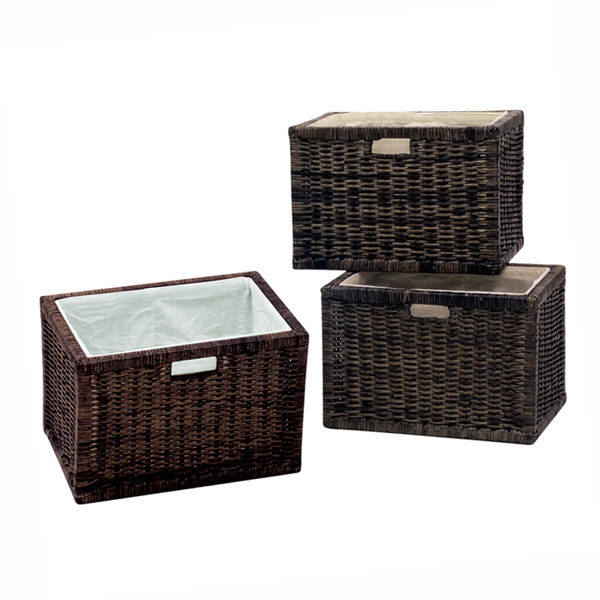 ラタン バスケット 3個 セット 収納 かご カゴ 籐 布張り おしゃれ