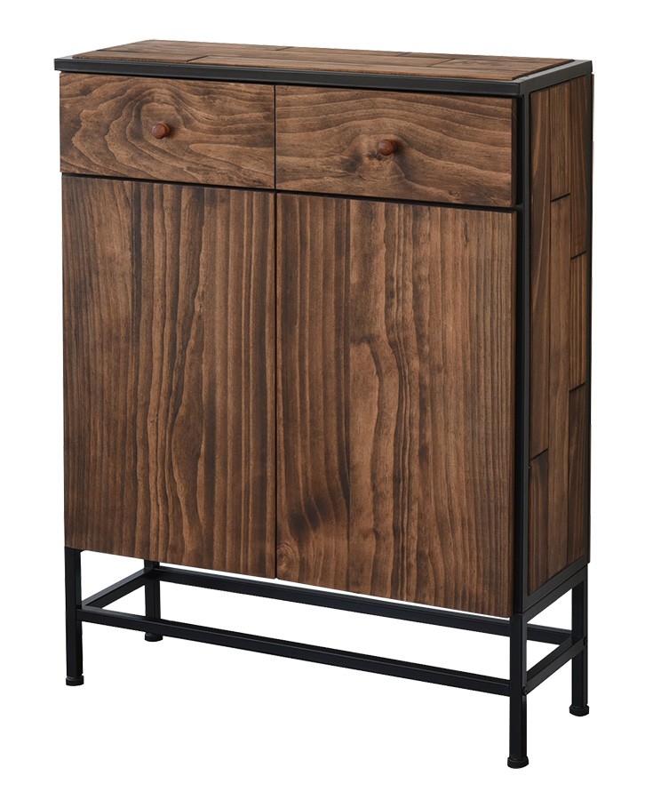 新入荷!!【日本未発売】 チェスト キャビネット おしゃれ スリム スチール 幅 78 cm シンプル リビング 収納 木製 天然木 北欧 カフェ アイアン スチール 一人暮らし 新生活 【2593473583】(15360円)