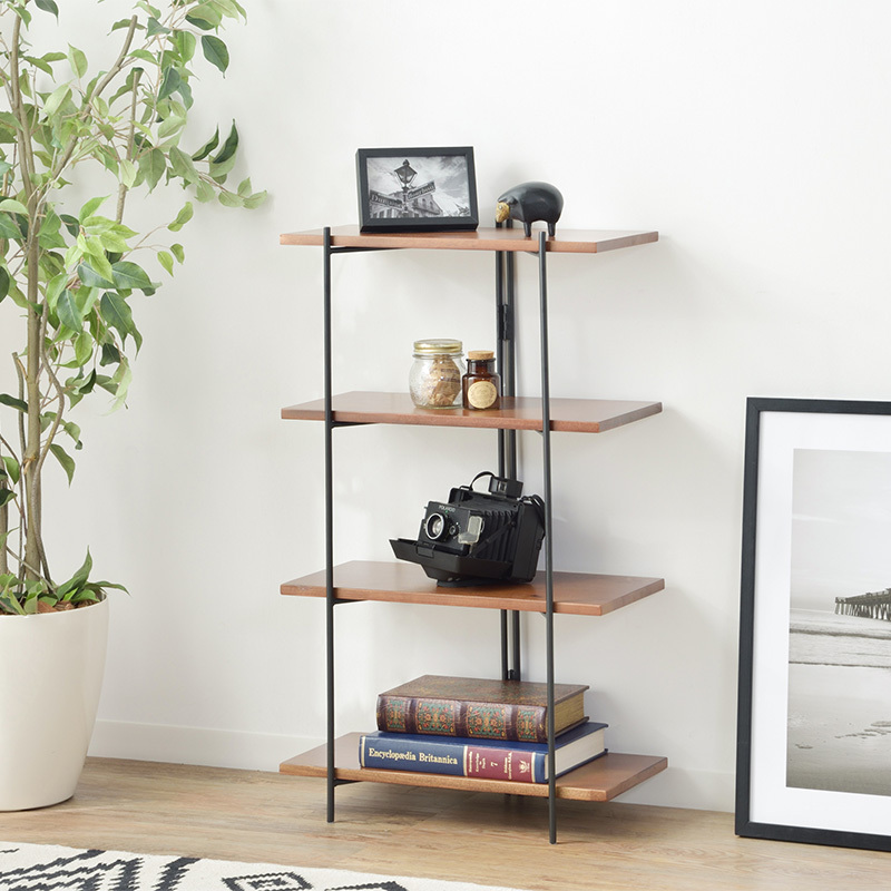 オープンラック シェルフ ラック スチールラック　北欧風 オープンラック おしゃれ スチールラック シェルフ 4段 幅 50 cm 本棚