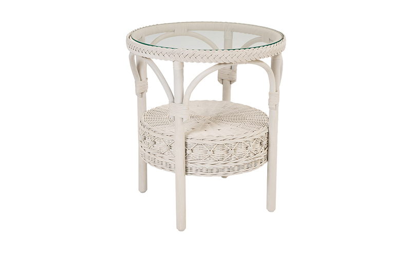 ラタン テーブル ガラステーブル サイドテーブル 丸型 円形 収納