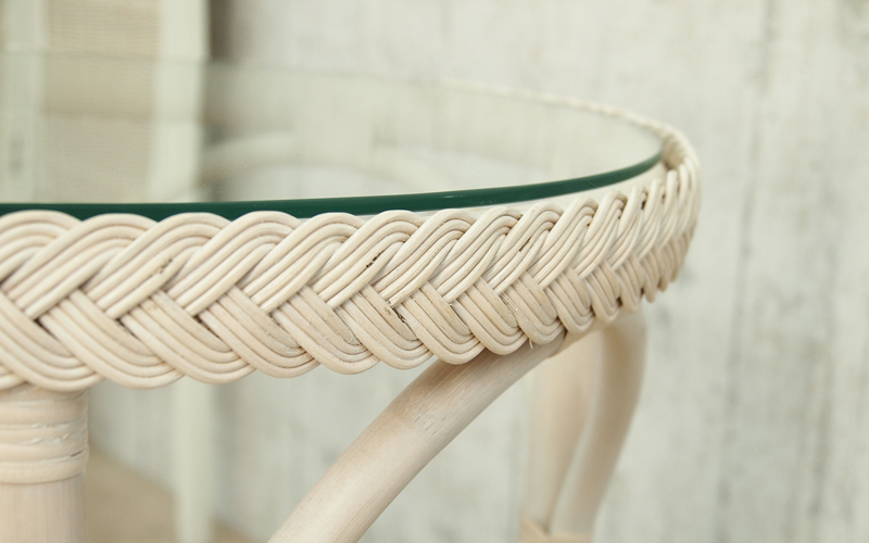 ラタン テーブル ガラステーブル サイドテーブル 丸型 円形 収納