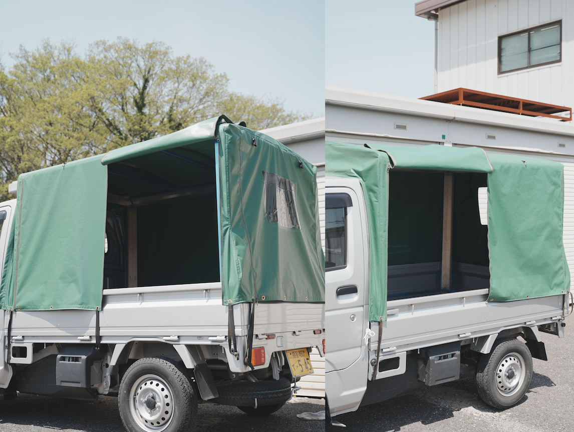 RV-2」軽トラック幌 軽トラ幌 荷台用シート フレーム幌セット 三