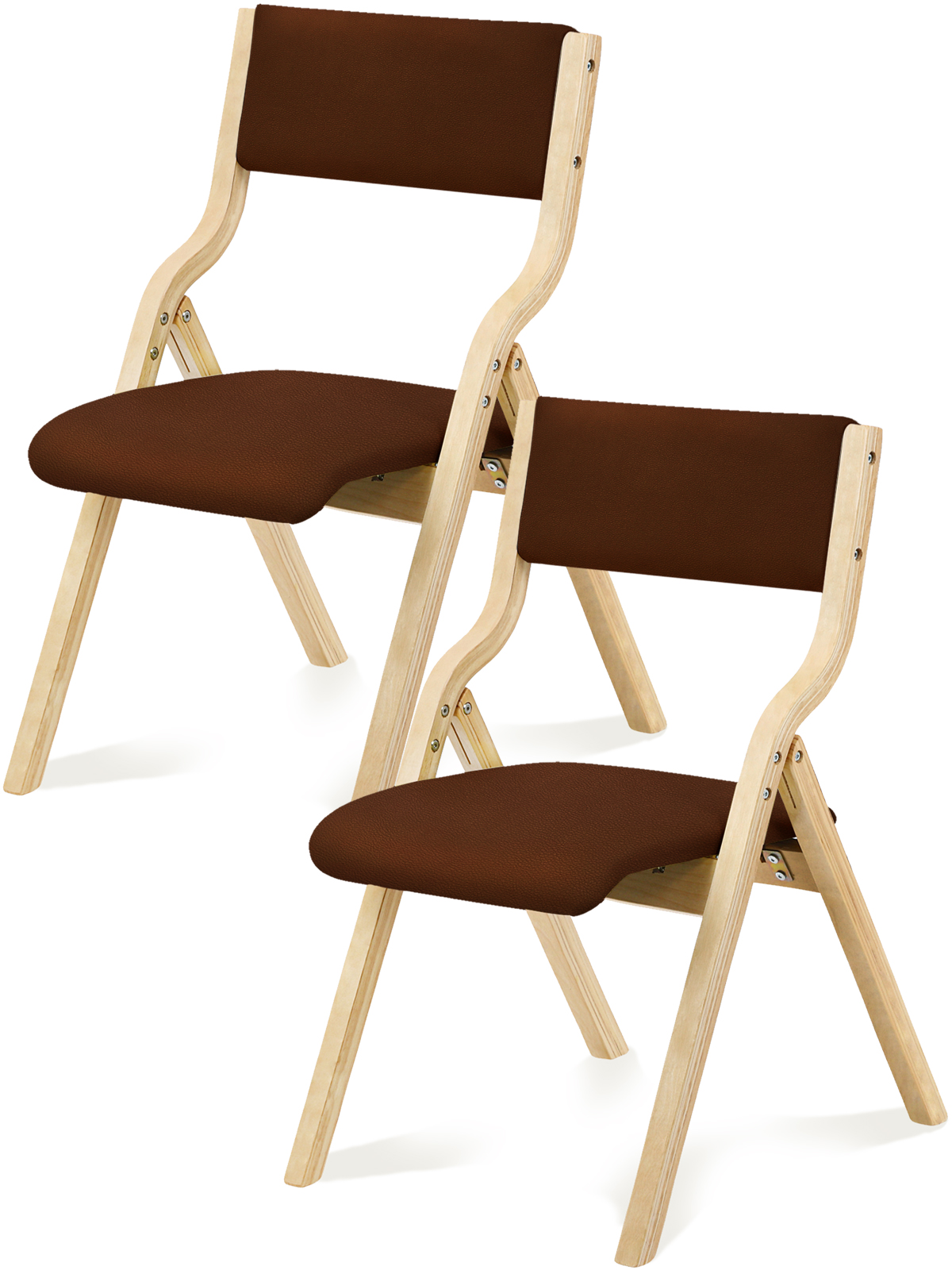 1年保証 ダイニングチェア 折りたたみ椅子 2脚セット 完成品 リビングチェア PU 木製 天然木 おしゃれ 省スペース 収納便利 玄関 脱衣所 介護  スツール
