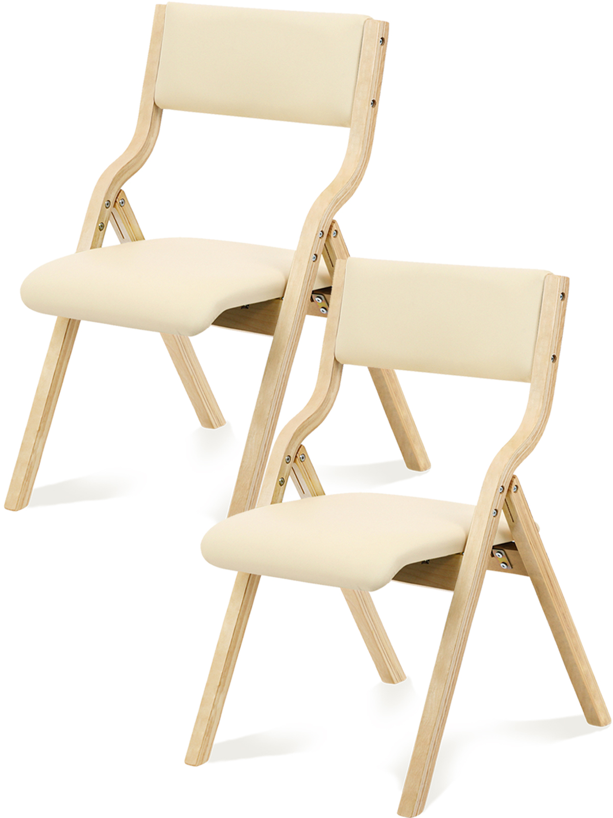1年保証 ダイニングチェア 折りたたみ椅子 2脚セット 完成品 リビングチェア PU 木製 天然木 おしゃれ 省スペース 収納便利 玄関 脱衣所 介護  スツール