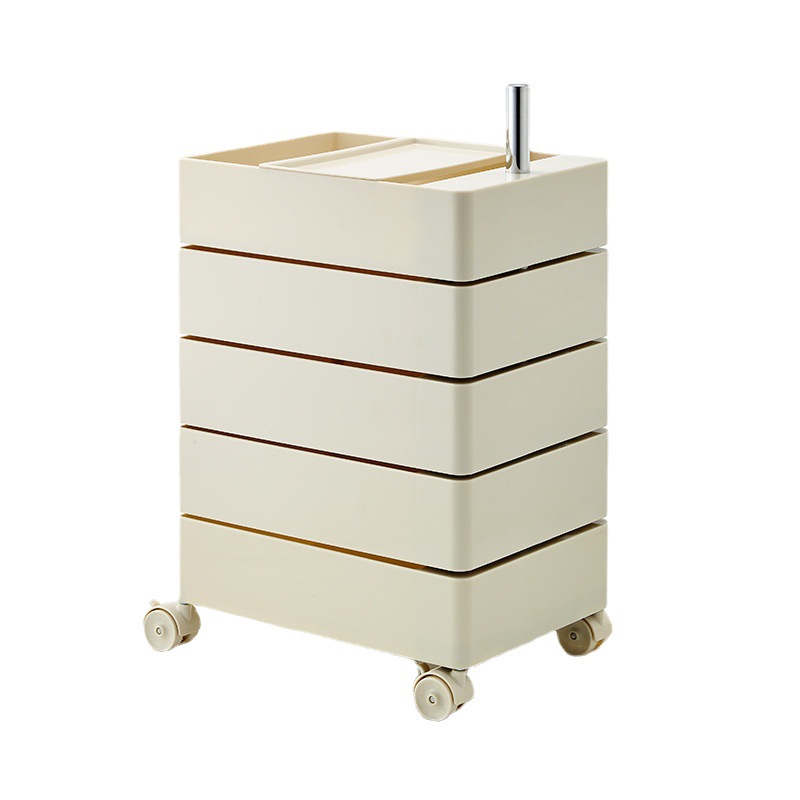 ワゴン キャスター付き 5段 スライドワゴン 回転式 トレイ 収納 ラック