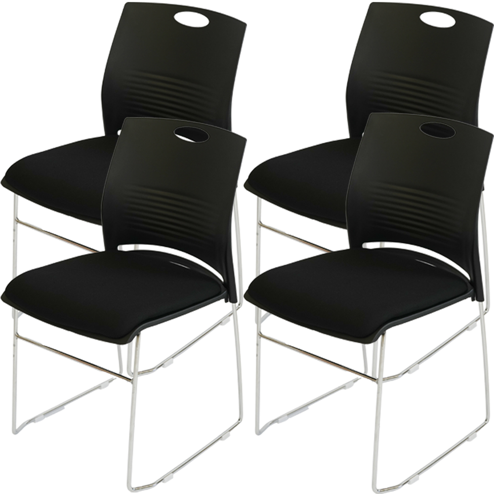 ミーティングチェア 会議椅子 スタッキング 4脚セット 軽量 クッション付き 背もたれ有り セミナー 塾 オフィス 省スペース 収納可能 ミーティング 受付 |  | 02