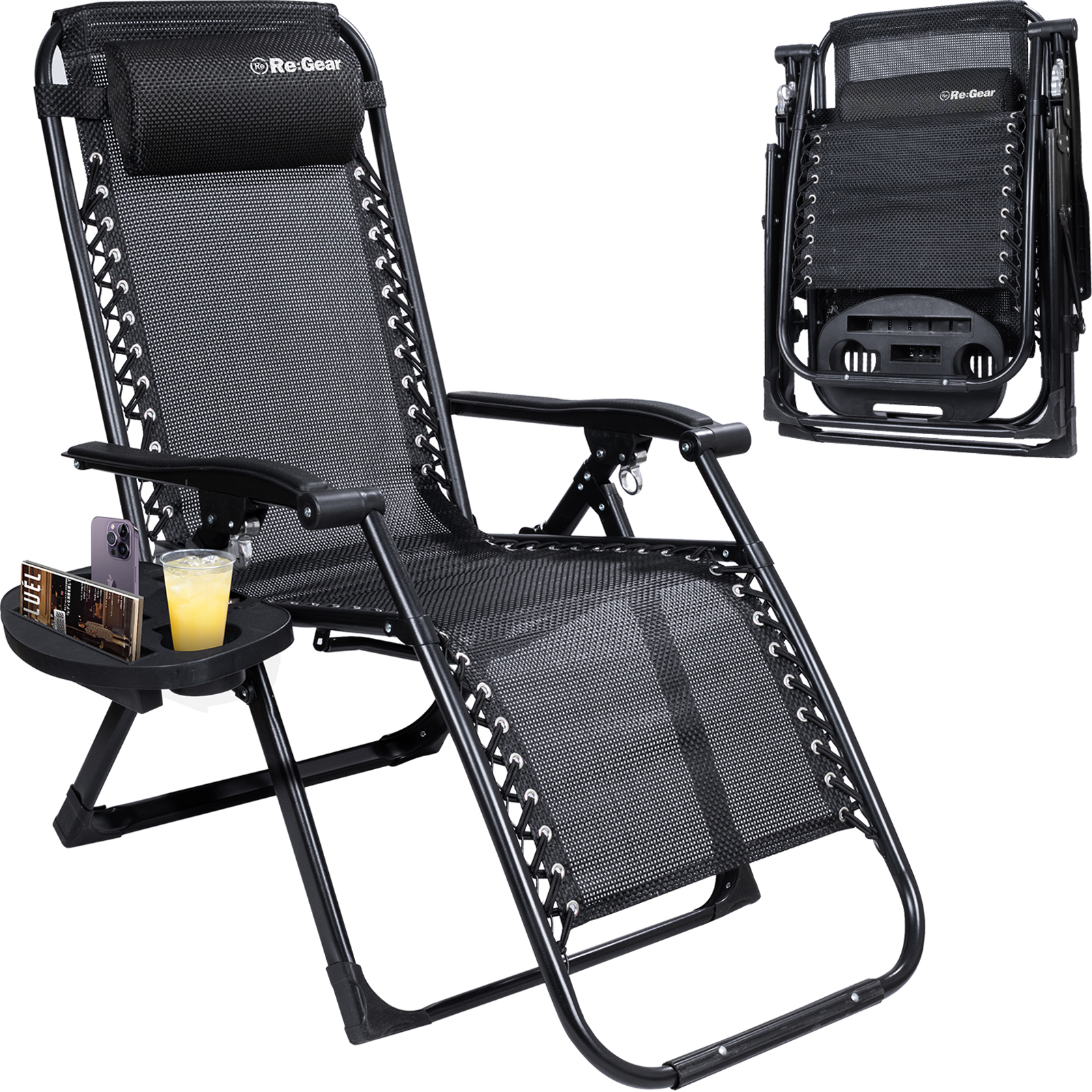 インフィニティチェア カップホルダー付 アウトドア リクライニング 折りたたみ椅子 ReGear｜sanesuline｜02