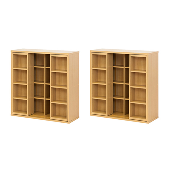 スライド本棚 全段B6 奥深 幅90cm 2台セット 本棚 ダブルスライド 幅90