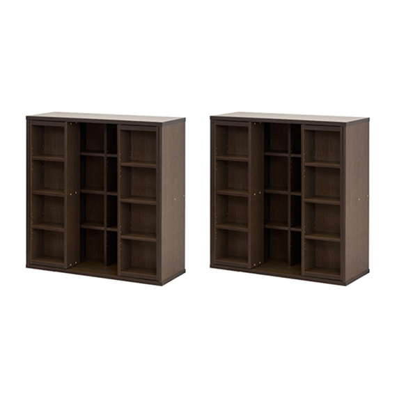 スライド本棚 全段B6 奥深 幅90cm 2台セット 本棚 ダブルスライド 幅90