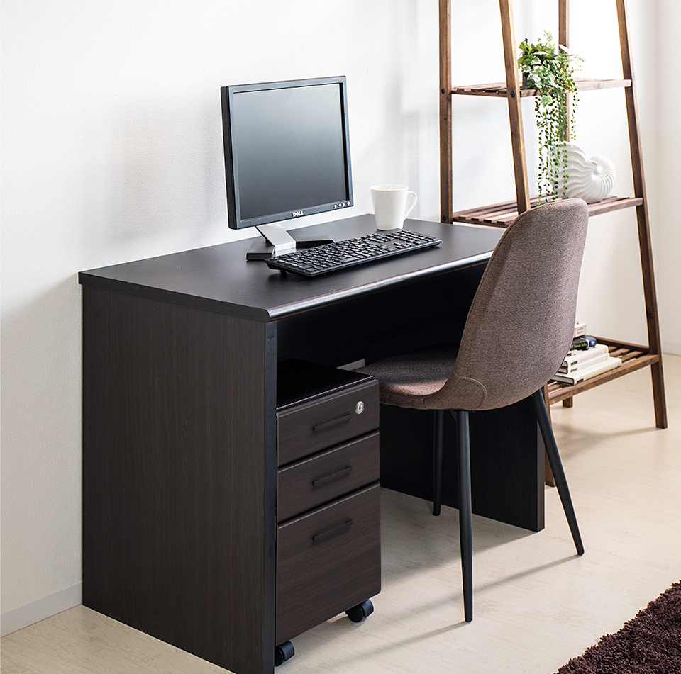 木製シンプルデスク 2引き出し付き デスク 幅90 木製 天然木 引出し付き 机 引き出し シンプルデスク 書斎