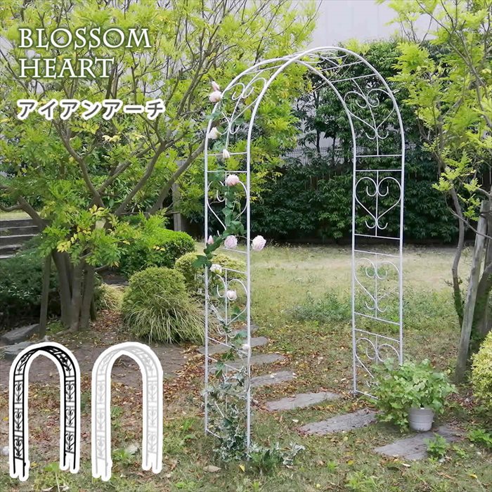 アイアンアーチ ホワイト Blossom Heart ブロッサムハート アイアンアーチ 門 鉄製 ハート 花 フェンス ガーデン M5 MGKSMI00333WHT :M5 MGKSMI00333WHT:さんじょうインテリア MKT