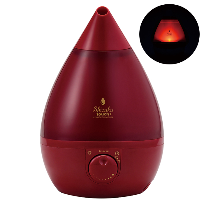 加湿器 kiki3663kiki 値下げ アロマ 加湿機 ルビーレッド 加湿器 超音波式 3.3L しずく型