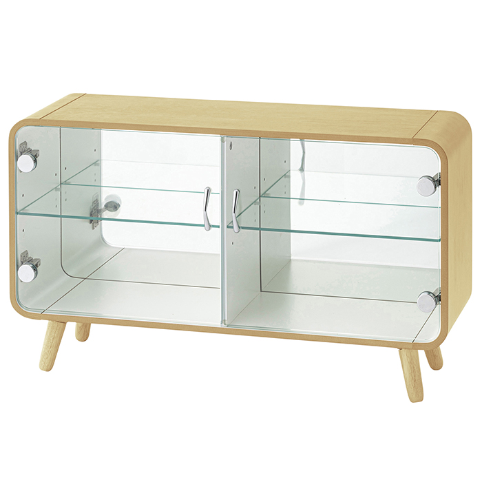 コレクションシェルフ コレクション シェルフ ナチュラル ケース ロータイプ 2段 ガラス