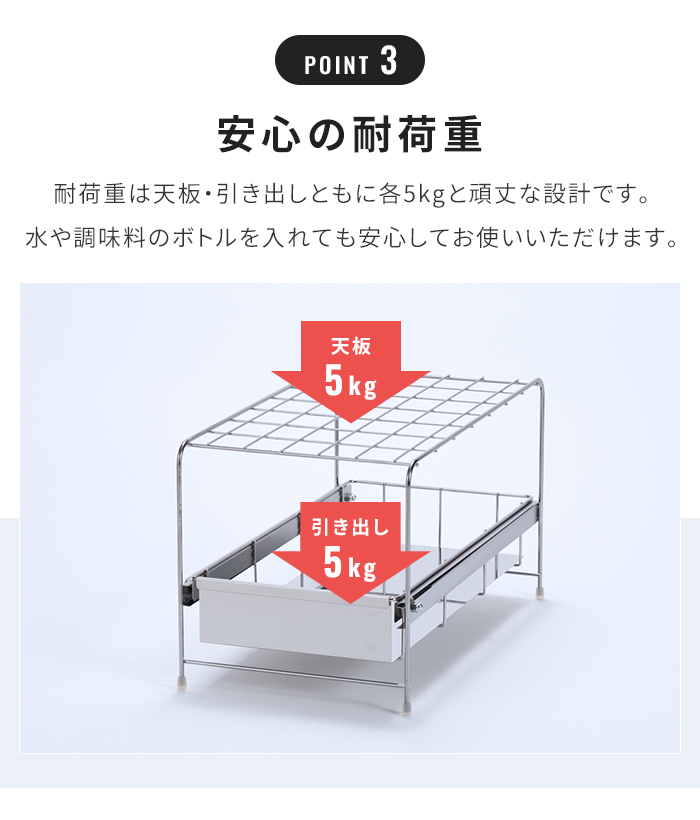 【新品未開封】【日本製｜燕三条】シンク下引出しラック 値下げ シンク下収納 ラック ロータイプ 幅25 奥行45 高さ26 シンク下
