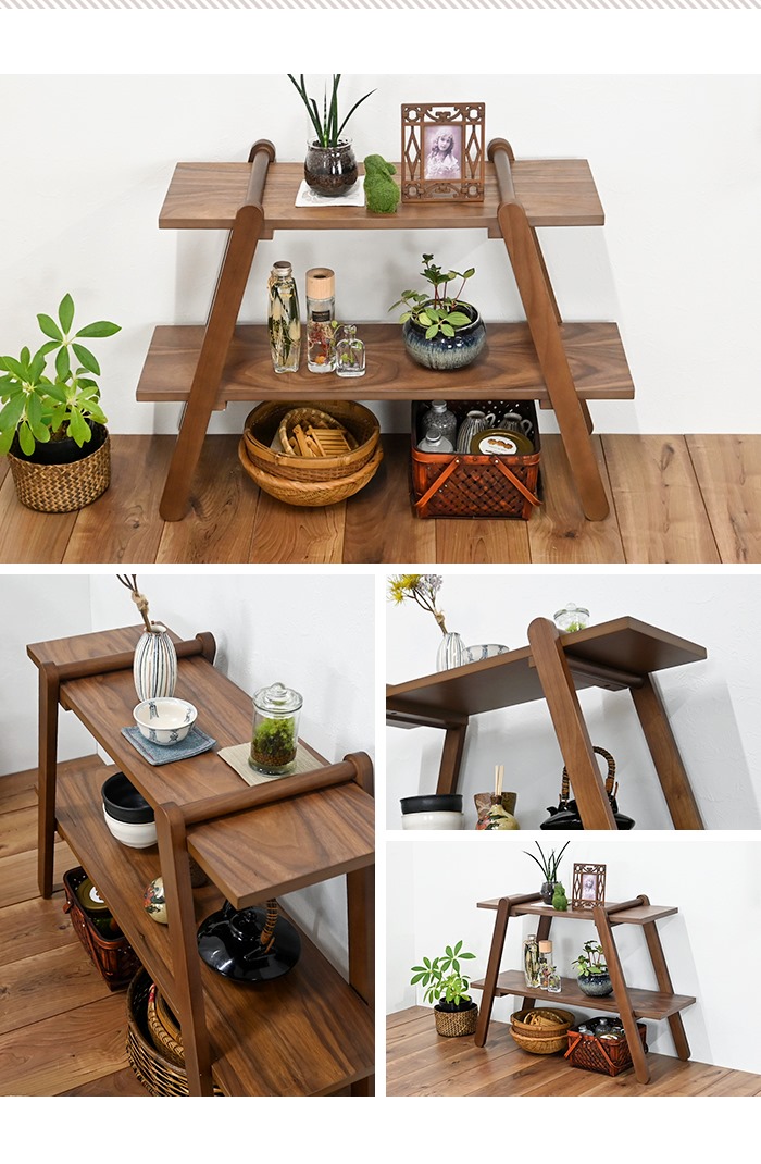 ディスプレイラック ブラウン オープンラック 2段 ラック シェルフ