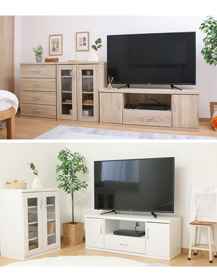 テレビ台　オーク　幅118cm 値下げ テレビ台 幅118 奥行41.5 オーク ローボード ワイド 収納付き