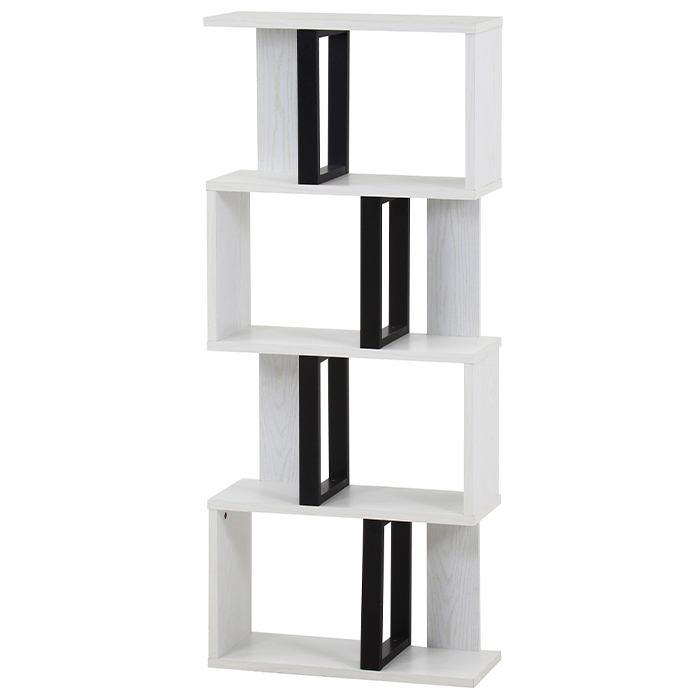 オープンラック 4段 オークホワイト S字型 幅59 奥行23.5 ラック