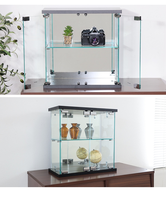 コレクションケース ホワイト 幅43 奥行20 高さ43 卓上タイプ ガラス