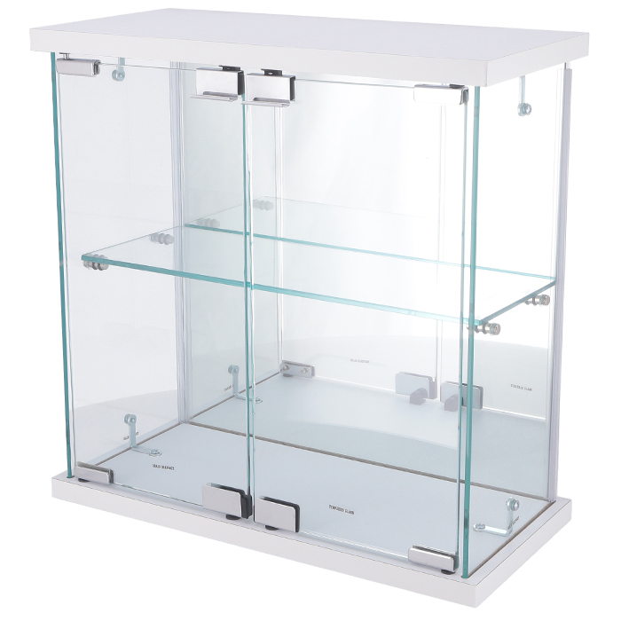 コレクションケース ホワイト 幅43 奥行20 高さ43 卓上タイプ ガラス