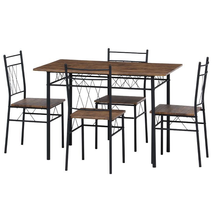 ダイニングテーブルセット ブラウン 5点 テーブル チェア 4人用 木製天