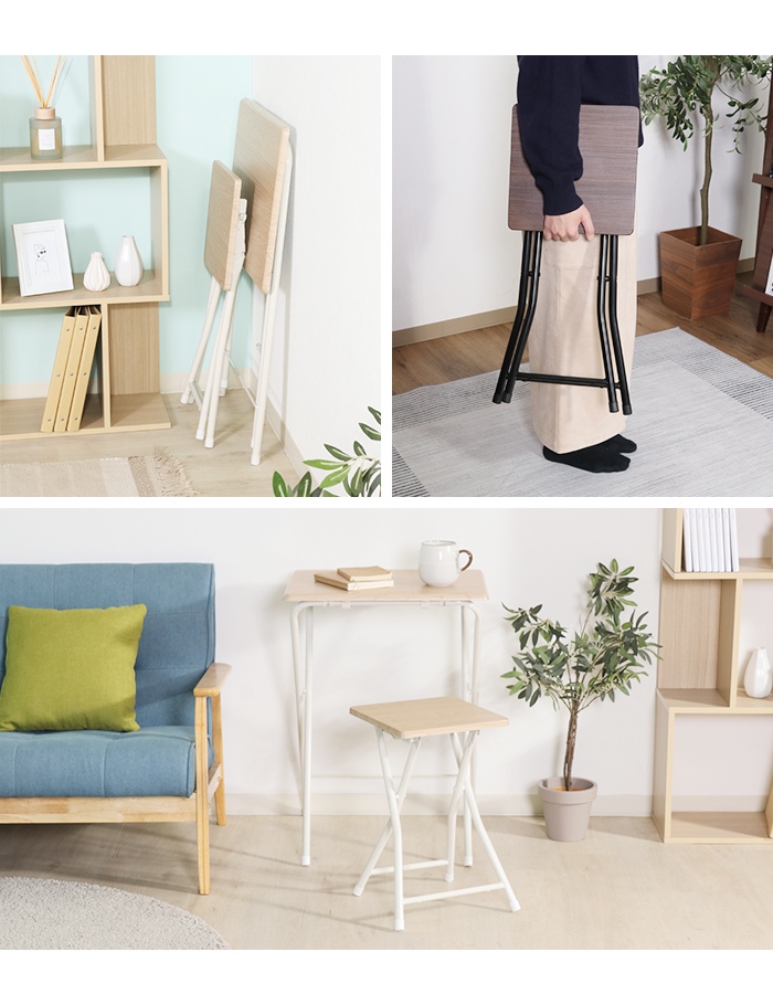 フォールディングテーブル＆チェアセット ナチュラル 2点セット