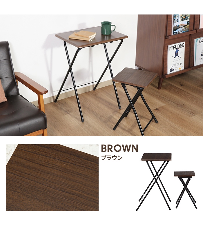 フォールディングテーブル＆チェアセット ナチュラル 2点セット