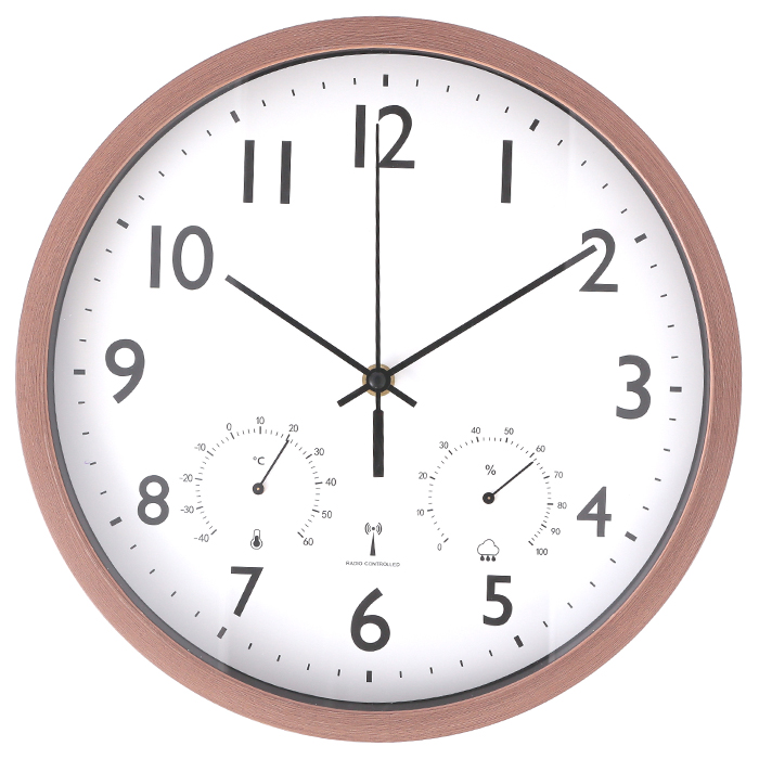 爆買 掛け時計 ブラウン 電波式 電波時計 幅30cm アナログ シンプル