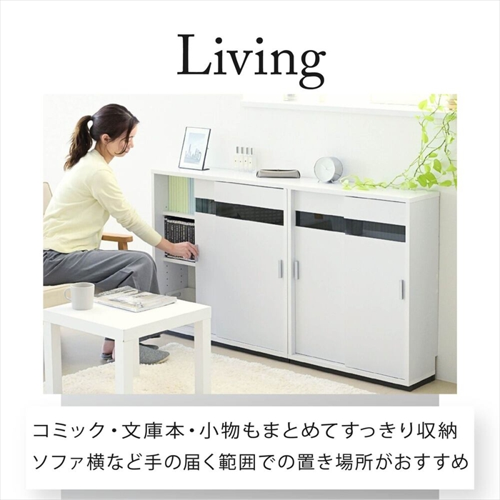 カウンター下収納 ホワイト 引き戸 薄型 キャビネット カウンター下