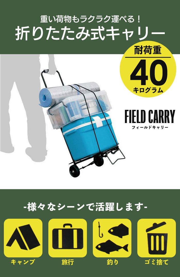 折りたたみ キャリーカート スチール製 コンパクト 幅35 高さ98