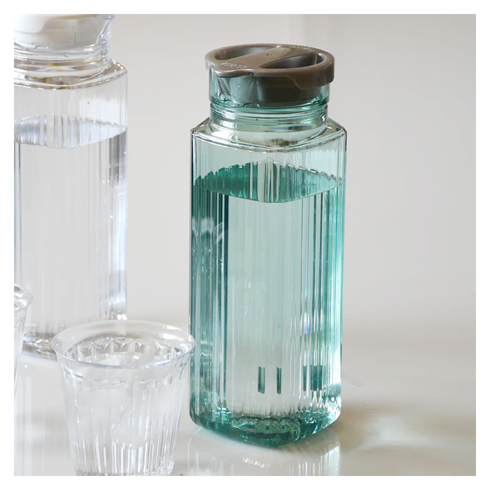 美品！ホットラインHOTLINEタッパーほぼMLサイズ 冷水ポット 1.2L ソーダ クリア 透明 凹凸デザイン モールガラス調