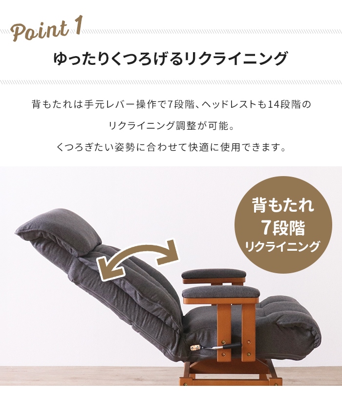 回転高座椅子 オリーブグリーン リクライニングチェア 360度回転 高座