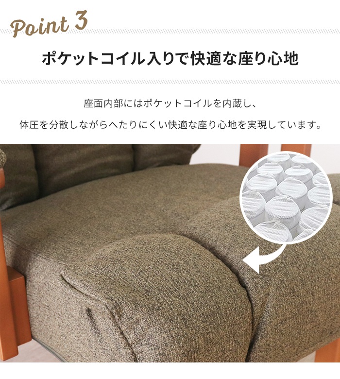 回転高座椅子 オリーブグリーン リクライニングチェア 360度回転 高座