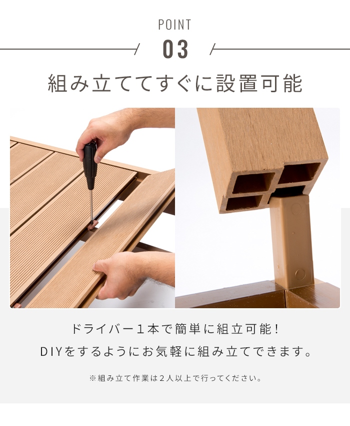 ウッドデッキ 本体 人工木 ブラック 90×90cm 樹脂製 デッキ 縁台 腐ら