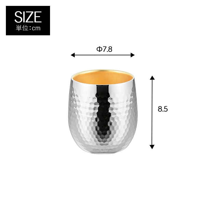 ロックグラス 250ml 2P ステンレス製 タンブラー 内面金メッキ 保温 保冷 二重構造 おしゃれ 18-8ステンレス 日本製 燕 M5-MGKYM00230の画像