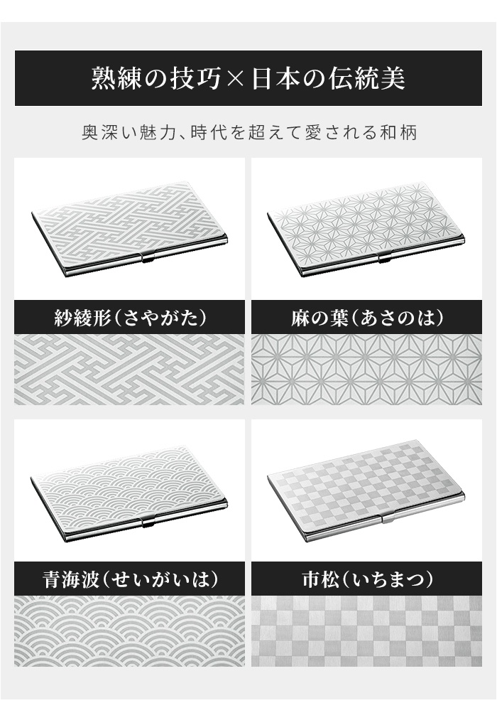 ステンレス 名刺入れ 紗綾形(さやがた) 日本製 燕三条 和柄 薄型