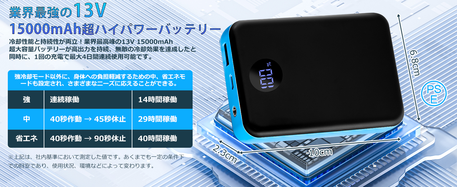 水冷ベスト 冷却ウェア 2400cm? 冷却面積 13V 15000mAh 家電大手