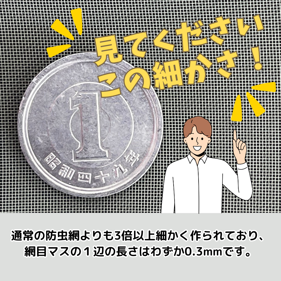 アミド屋の網戸ネット防虫網|60メッシュ細かさ極ネット：切売り長さ2m巻幅910mm20メッシュグレー黒マスの小ささ約１辺0.3mm