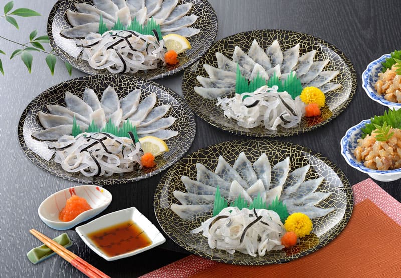 関とら本店 ふく薄造り食べ比べ 1セット：約4人前