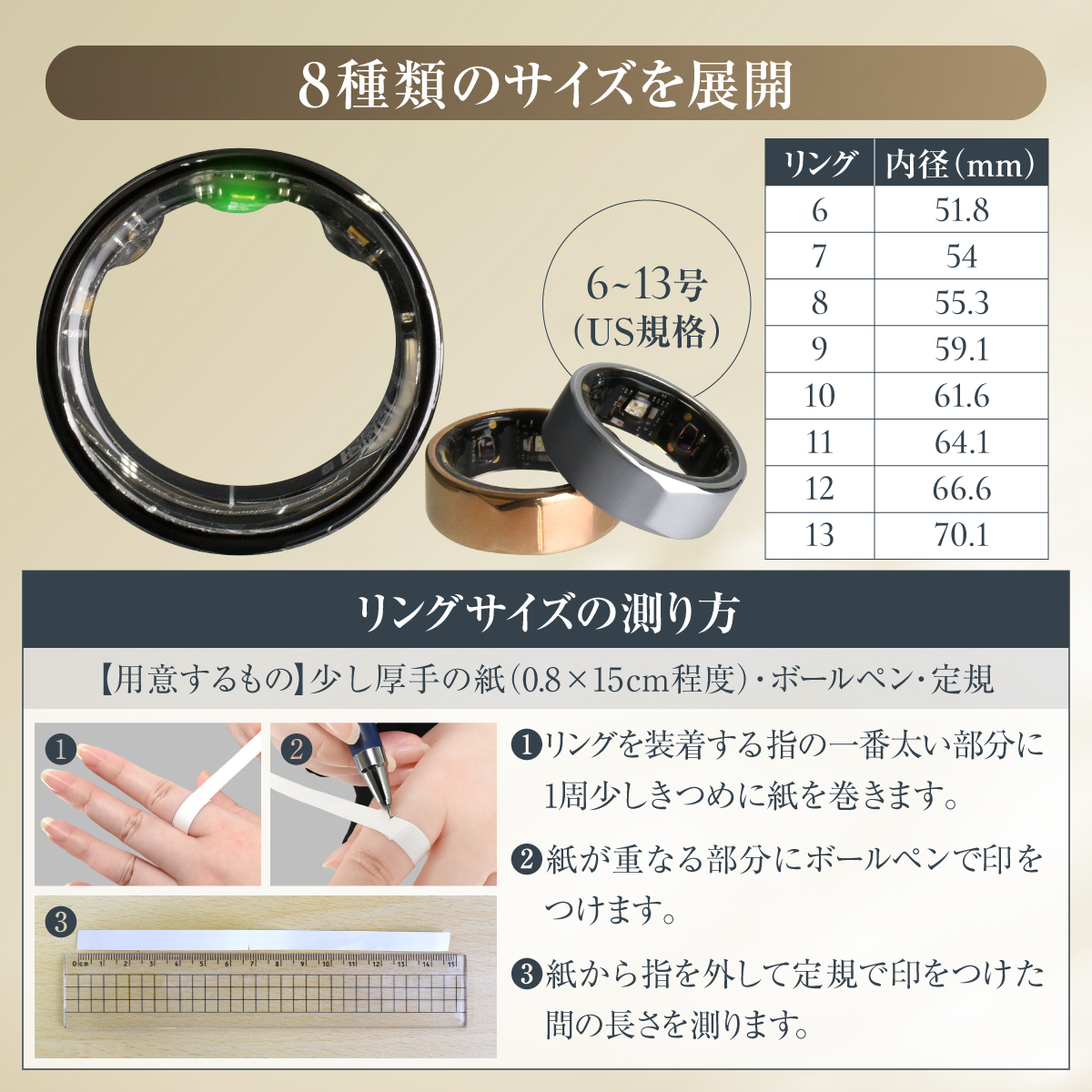JCリング スマートヘルス指輪 指先健康管理 センサー内蔵 データ収集