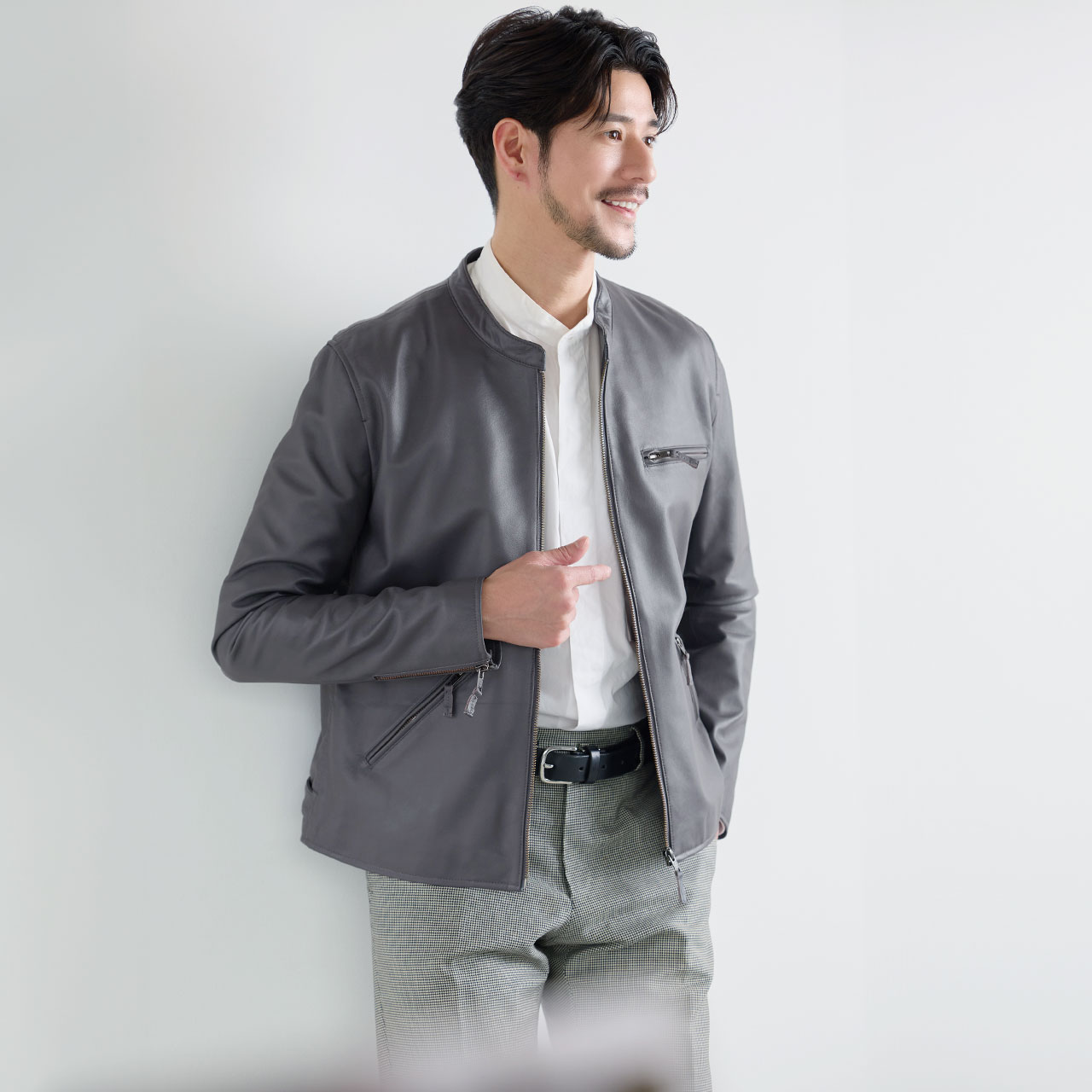 レザージャケット メンズ 本革 ラムレザー 軽量 シングル ライダース